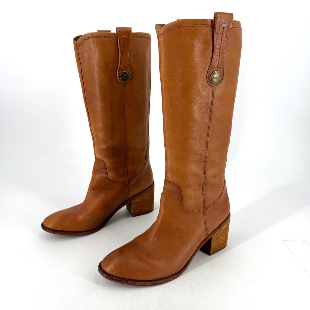 Kork-Ease Tall Leather Boots Women 9.5 Brown Block Heel Boho Equestrian Rustic